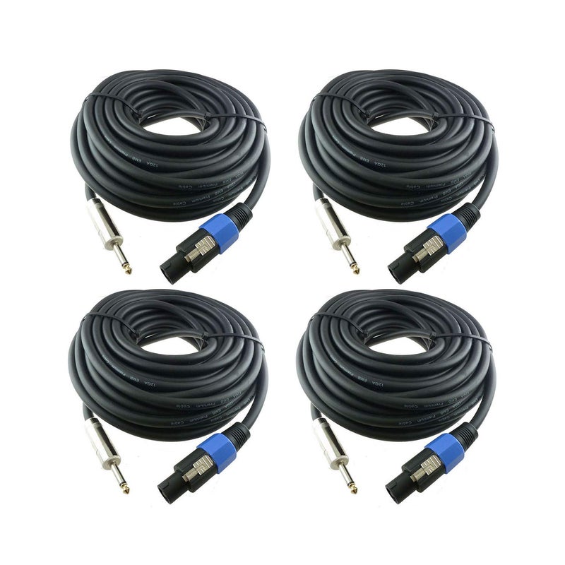 Yoico 4X 25 Feet Professional Speakon to 1/4" Speaker Cables, 12 Gauge AWG 2-Conductor Speakon to 1/4" Male Inch Heavy Duty Audio Amplifier Cord Wire, 4 Pack - Image 1
